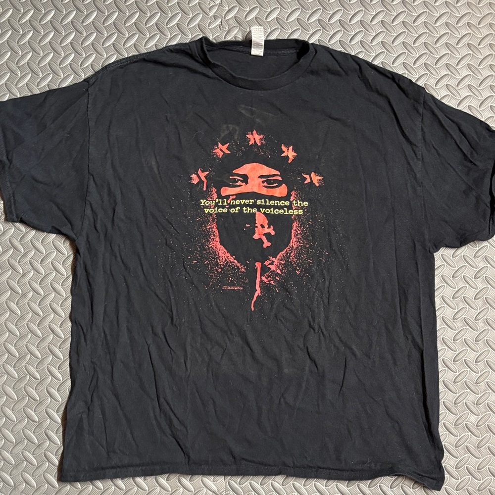 Black Graphic Tee with Red Design